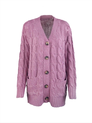 Women's casual cardigan jacket solid color twist button cardigan sweater
