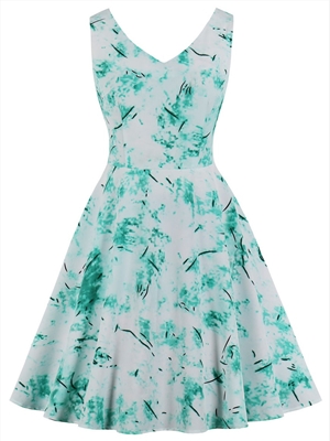 Tie Dye Print Temperament Casual Sleeveless Dress