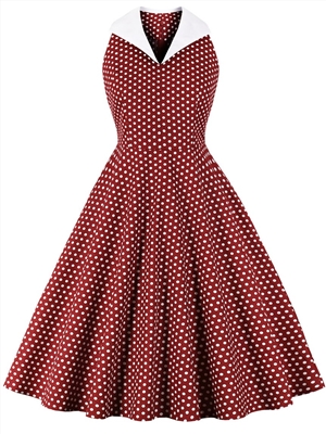 Retro Temperament Swing Dot Print Elegant Dress