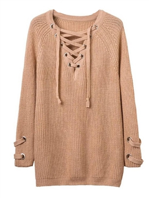 Cross-tied wide loose mid-length sweater knitwear on chest