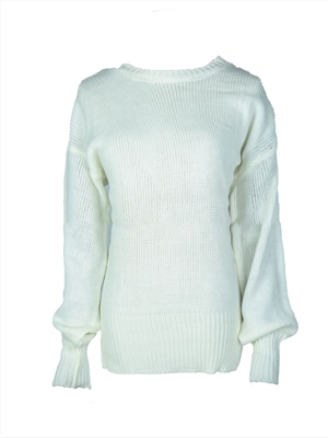 Round neck knitted loose pullover bow tie sweater