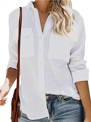 Solid color long sleeves Shirt collar button casual shirts