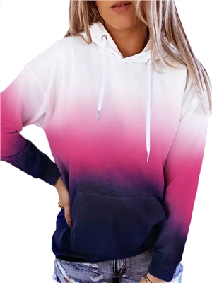 Gradient print long sleeve hooded casual sweatshirt
