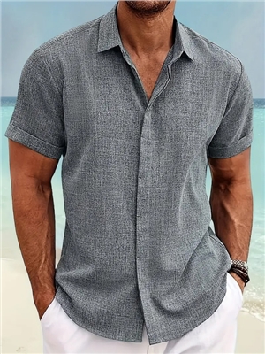 Men's loose T-shirt cotton linen shirt beach large men's Short Sleeve Shirt