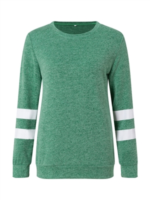 Stripe long sleeve round neck casual T-shirts