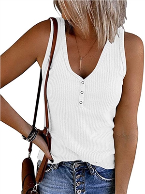 Solid color V-neck sleeveless casual vests