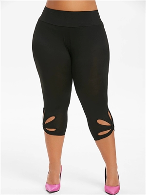 Women solid color high waist hollow plus size sports leggings