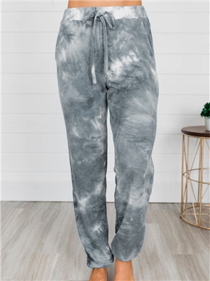 Women tie dye print pocket lantern casual pants