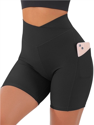 High waist solid color tight yoga casual sports shorts