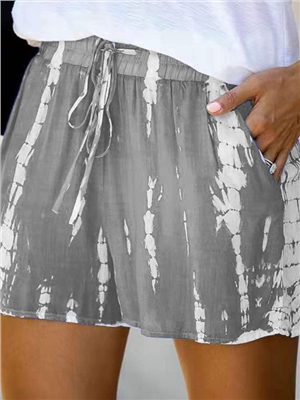 Women mid waist tie-dye striped wide leg shorts