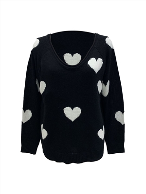 Women's Oversized Love V-Neck Knit Sweater