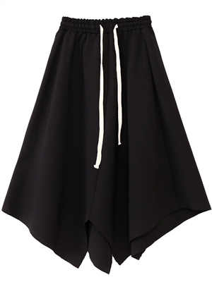 Irregular personality split skirt casual elastic waist tie A-line skirt length