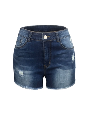 High waist hip-lifting fringed fringed elastic women's denim shorts