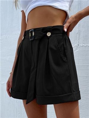 Summer new casual green shorts women's belt