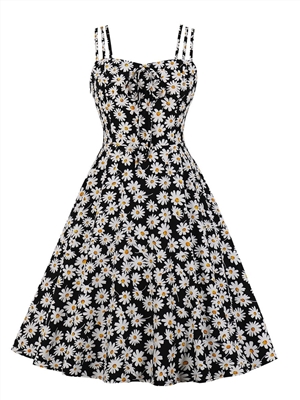 Sexy floral daisy dress with suspenders