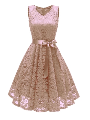 New style sexy V-neck sleeveless full lace dress