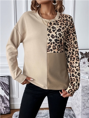Long sleeved base shirt, fashionable and casual round neck knitted contrasting color women's top
