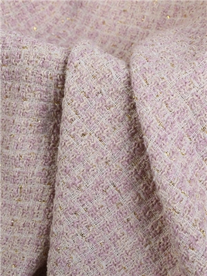 Polyester-Wool pink grid decorative blend fabric