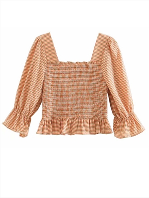 Summer new style women's fashion literary plaid shirt shirt