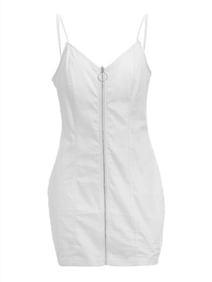 Sexy suspender dress with ring zipper bag hips