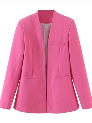 Summer new style women's no-turned tie-shoulder-padded long-sleeved suit jacket