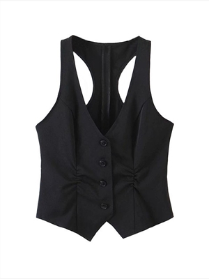 Short waistcoat with V-neck sleeveless suit vest jacket waistcoat