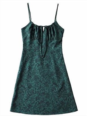 French floral print slim tie dress