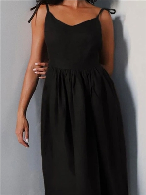 European and American women's backless elegant forest style sexy V-neck high waist fashionable suspender European and American dress