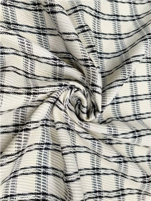 Polyester lycra grid thick blend fabric