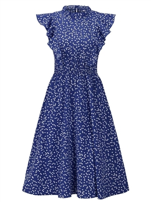 Polka dot chiffon skirt loose midi dress