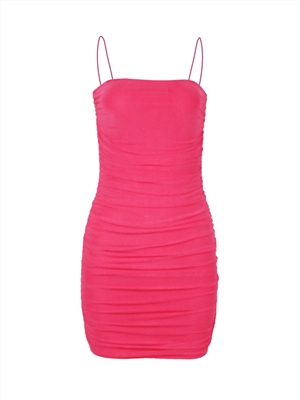 Sling-line collar pleated tight-fitting hip-fit slim slimming dress