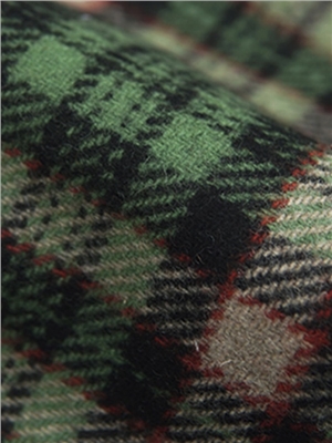 Wool green classic grid fabric
