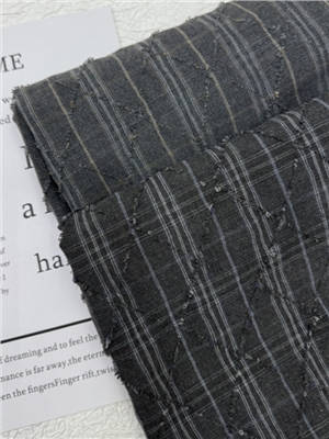 Polyester lycra striped grid dark blend fabric