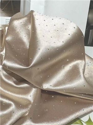 Polyester lycra satin hot fix flocking blend fabric