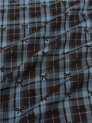 Polyester flocking bowknot grid fabric