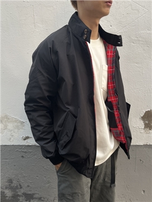 Retro short Harrington jacket, versatile for autumn and winter, solid color men's jacket, stand up collar casual top