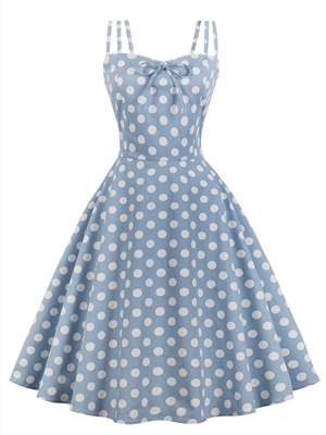Ladies' new sling refreshing slim-fit polka-dot printed dress