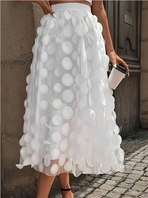 Spring and summer three-dimensional decoration patch splicing mesh women's mid length skirt, half body skirt belt lining