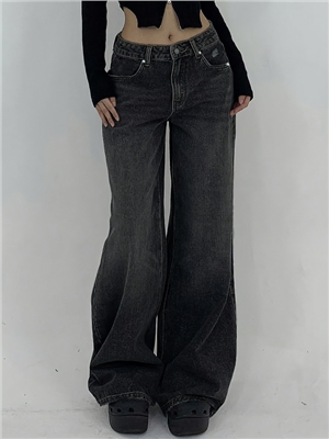 Wide leg floor feeling jeans for women with ripped holes loose and wide leg casual pants