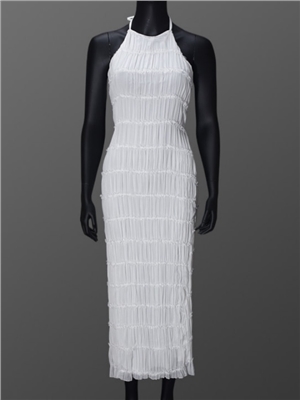 Summer new hanging neck sleeveless double-layer vacation dress