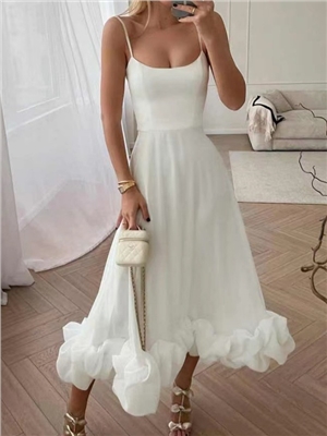 Hanging strap three-dimensional flower A-line skirt  women's clothing