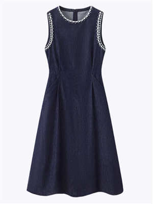 French sleeveless vest denim dress with a retro and high-end feel, loose and slimming skirt