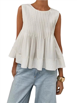 New style versatile and fashionable sleeveless pleated skirt with pleated shirt top