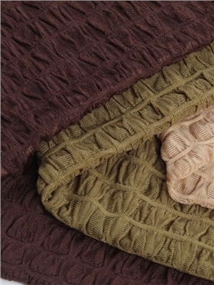 High elasticity striped grid bubble crepe knitted fabric