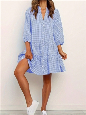 Summer new women's loose plaid dress