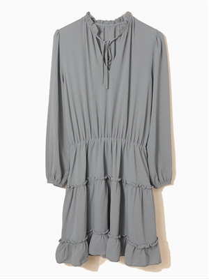 Women Summer solid color ruffled sexy loose knee-length dress