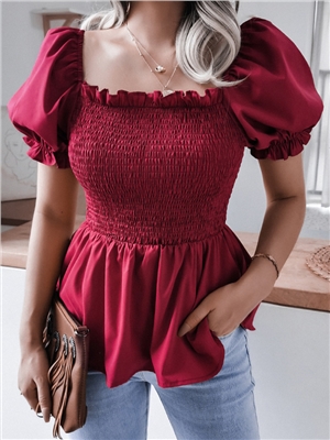 Casual Lantern Sleeve Chiffon Shirt Top