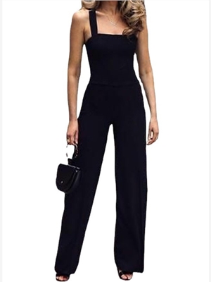 Jumpsuit wide leg pants straight tube middle waist backless pants thin style