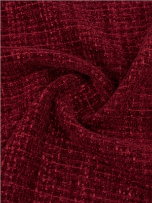 Polyester wine red chenille fabric