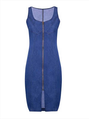 Women's slim zip denim mini dress